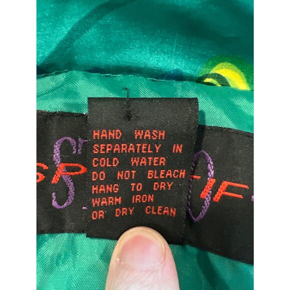 SPORTIF STUDIO 100% Silk 1980s Vintage Retro Parachute Jacket Teal Green Medium - Picture 6 of 7